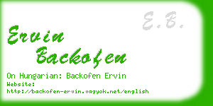 ervin backofen business card